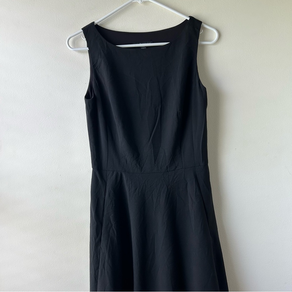Banana Republic Wool Midi A-line Swing Black Dress Sleeveless Classic LBD 6 S - Picture 2 of 11